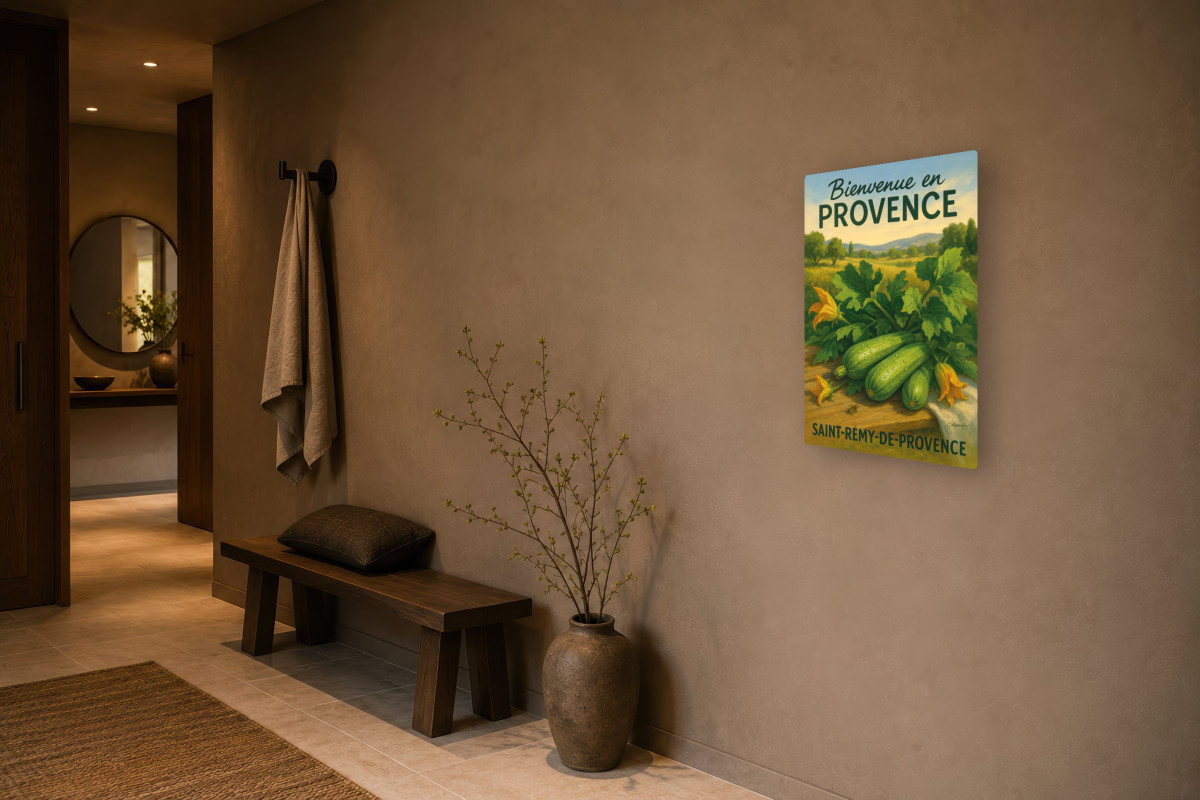 V03-16, Affiche vintage botanique - Courgettes de Provence - Fraîcheur du Jardin