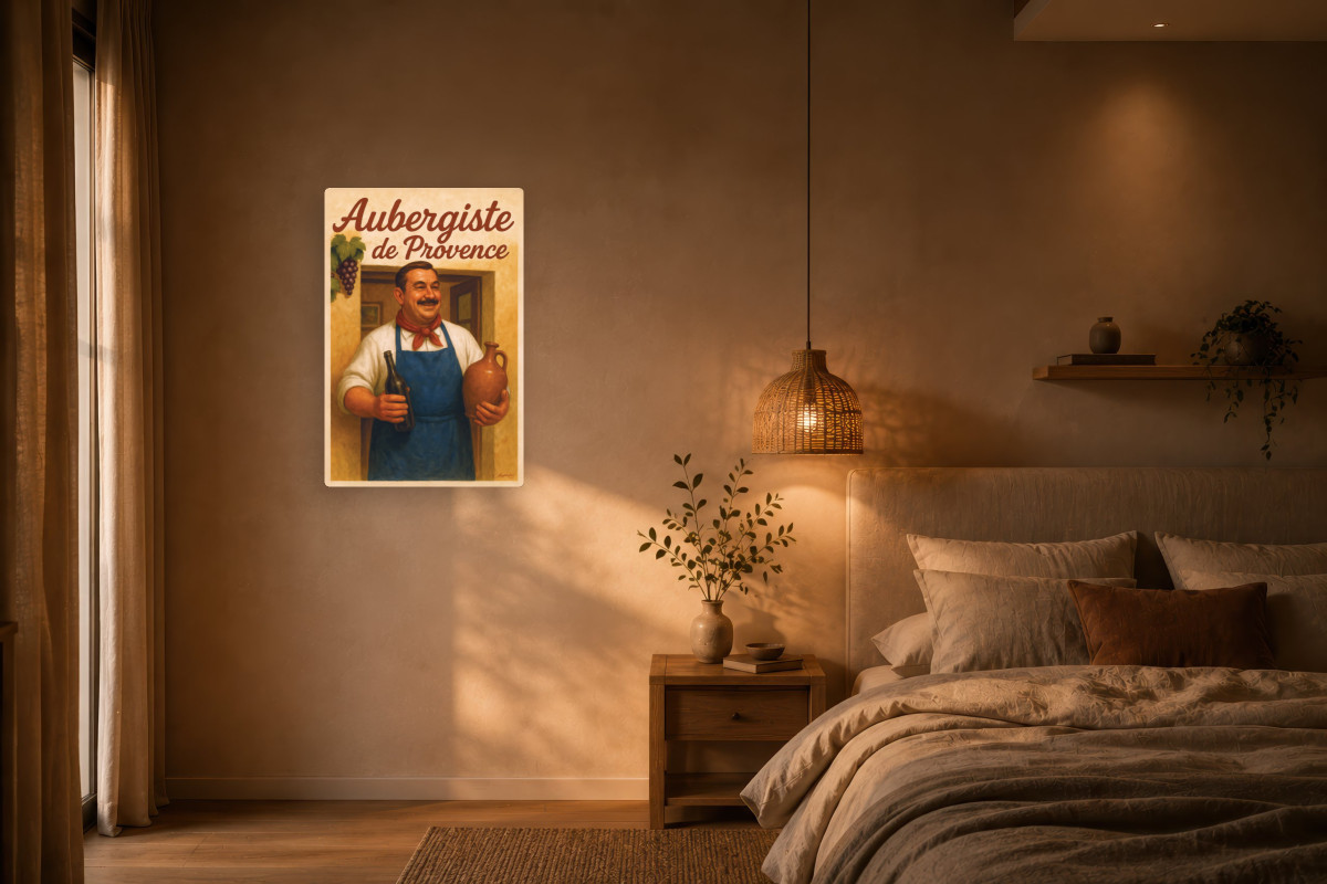 V02-17, Affiche vintage métiers anciens - Aubergiste de Provence