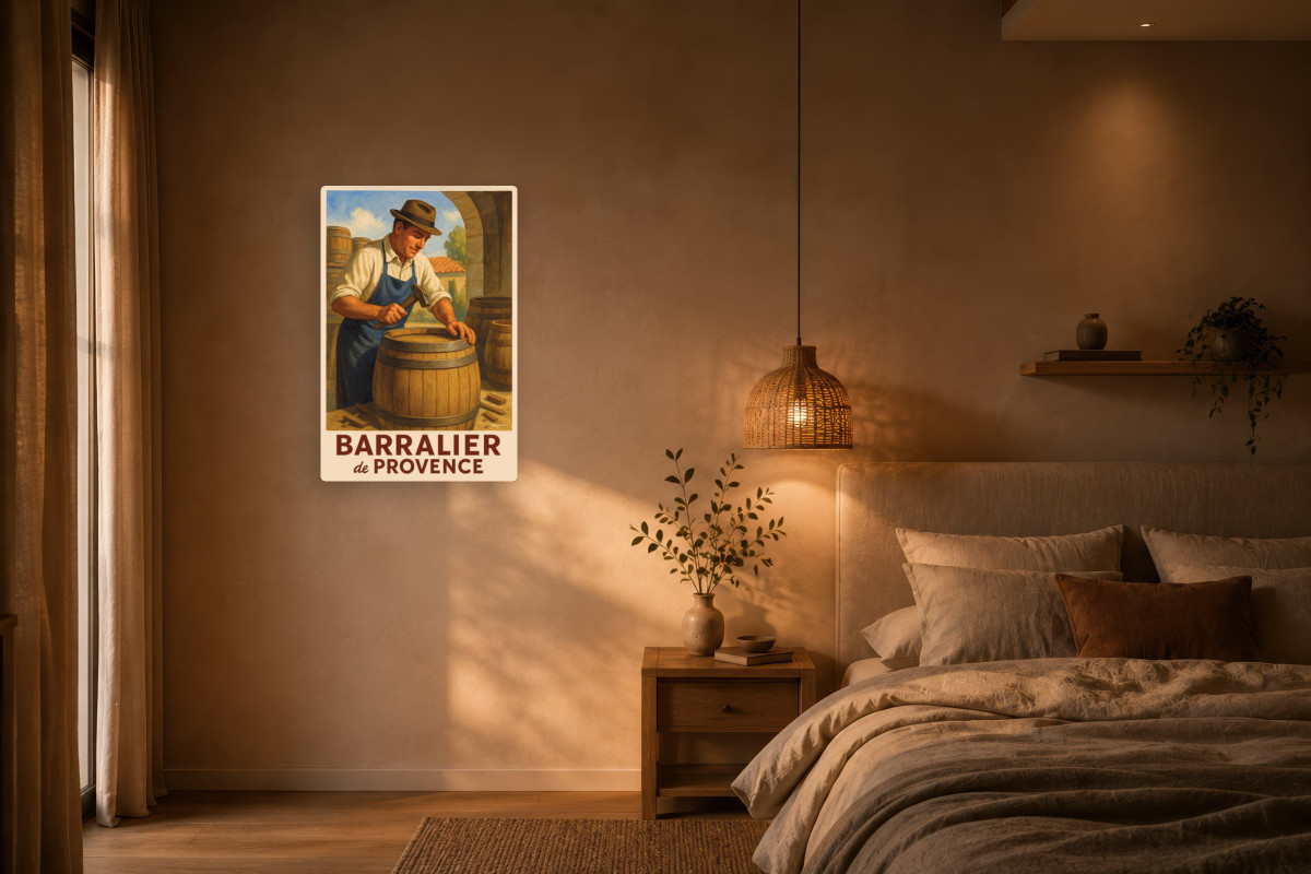 V02-17, Affiche vintage métiers anciens - Barralier de Provence