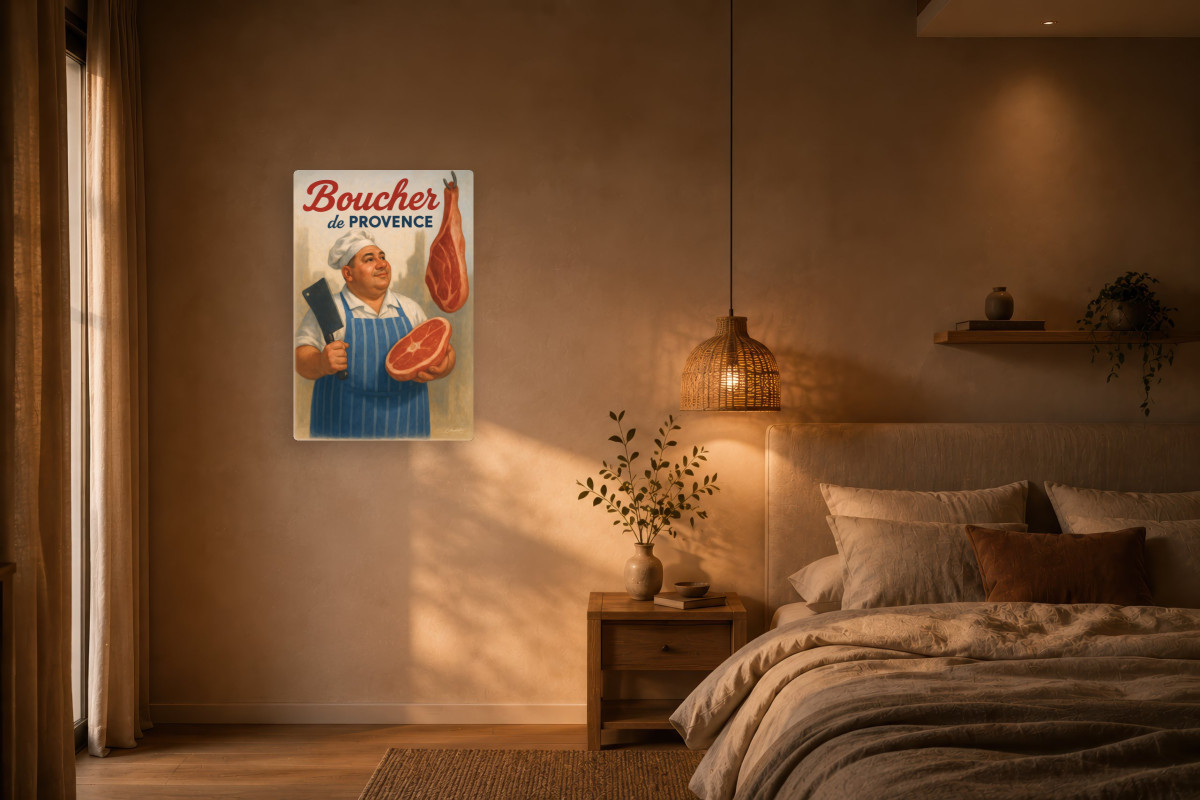 V02-17, Affiche vintage métiers anciens - Boucher de Provence