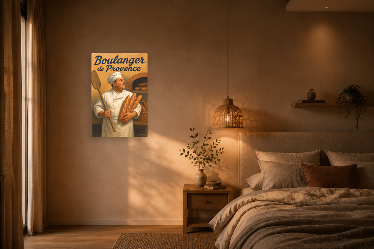 V02-17, Affiche vintage métiers anciens - Boulanger de Provence