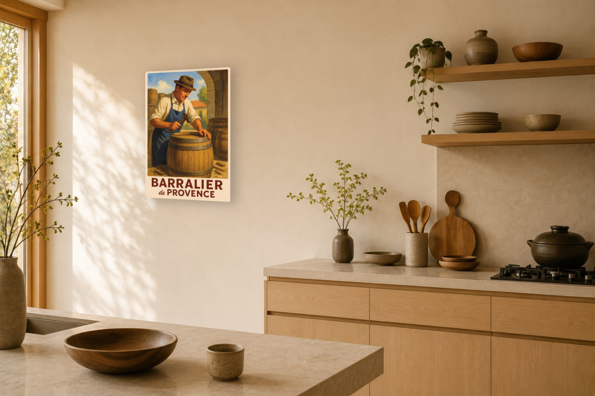 V03-08, Affiche vintage métiers anciens - Barralier de Provence