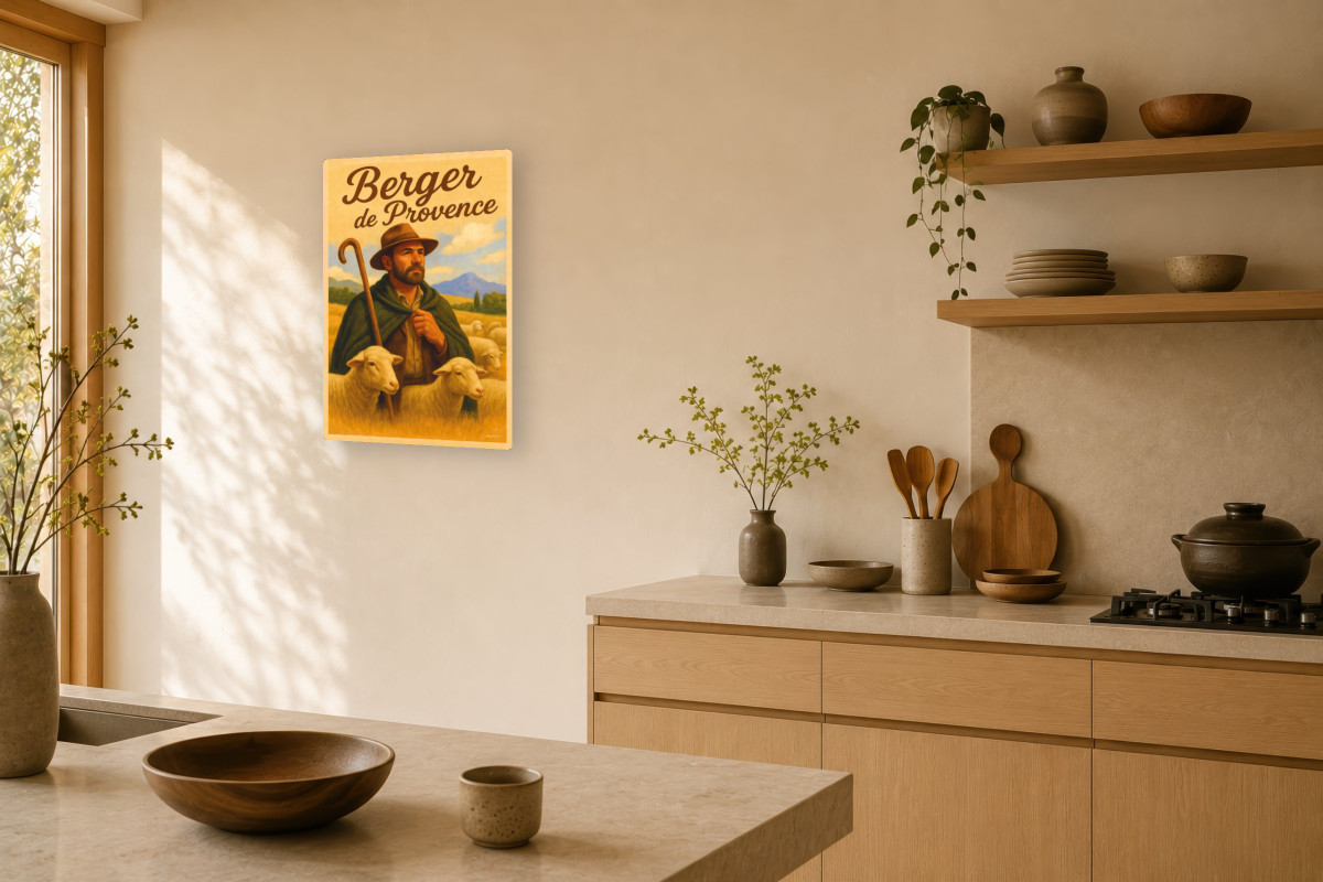 V03-08, Affiche vintage métiers anciens - Berger de Provence