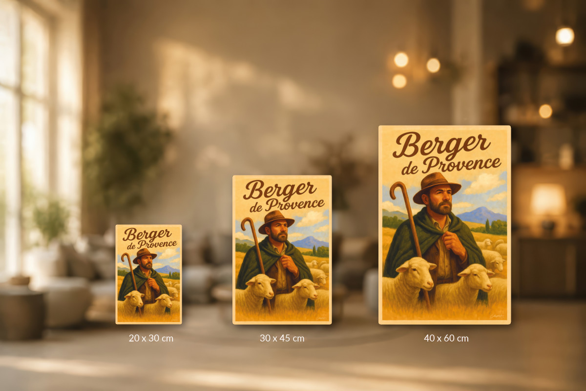 Collection 40x60, Affiche vintage métiers anciens - Berger de Provence