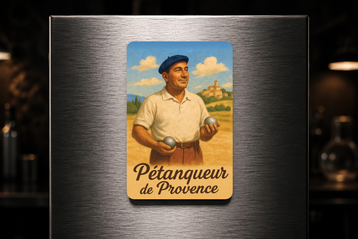 Mockup magnet 05 — Magnet Pétanqueur de Provence