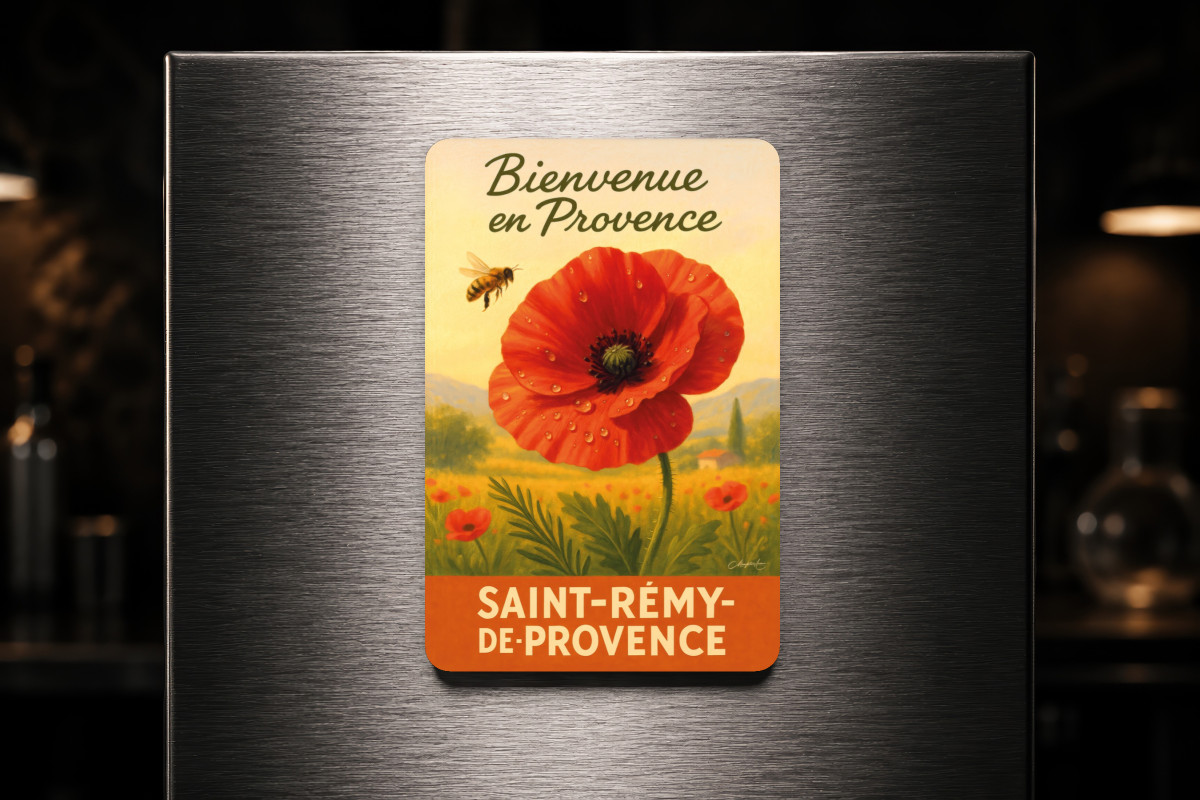 Mockup magnet 05 — Magnet Matin rouge – Coquelicot en Provence