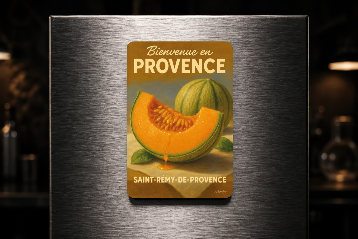 Mockup magnet 05 — Magnet Melon de Saint-Rémy – Chair d’Été