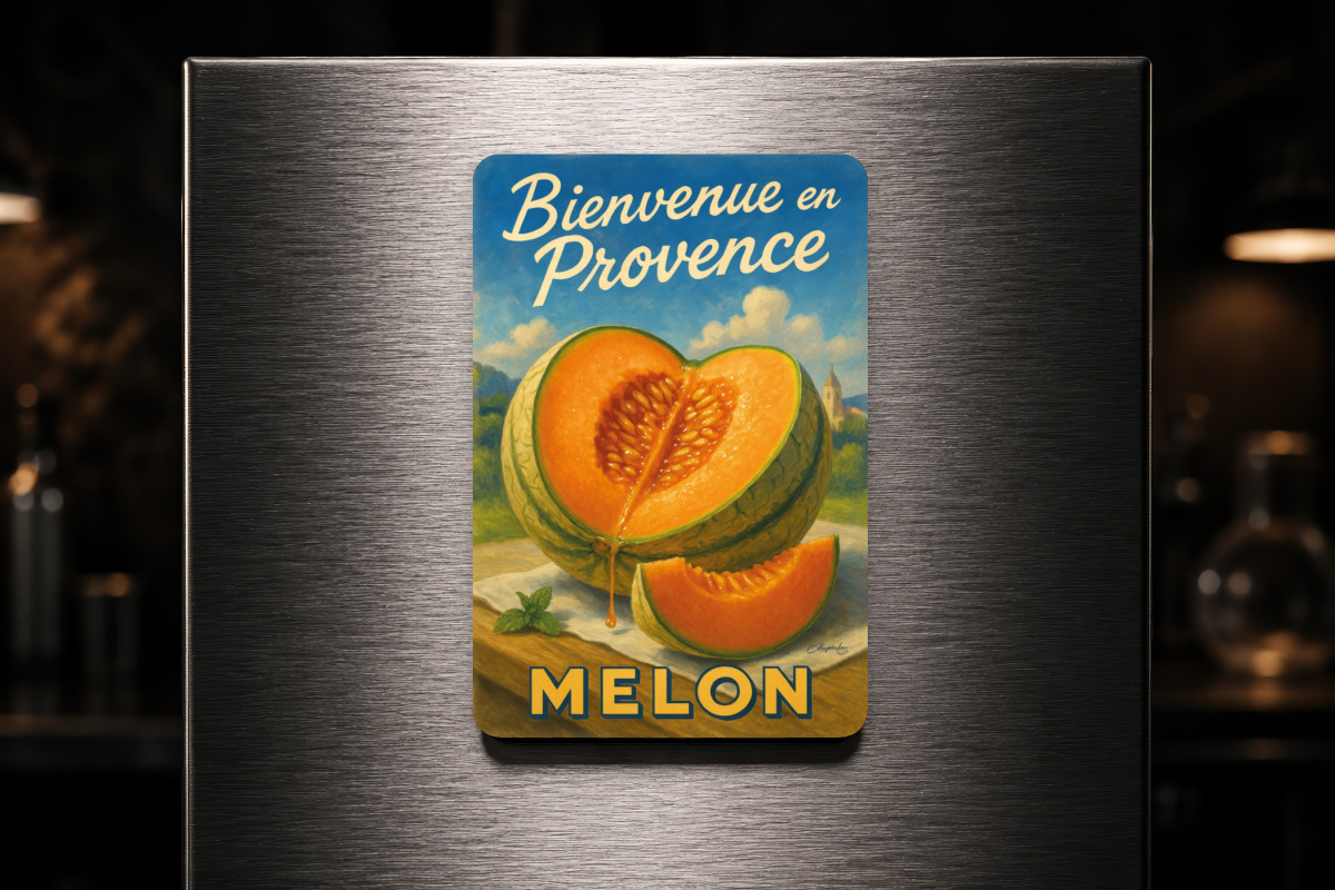 Mockup magnet 05 — Magnet Melon de Provence – Le Goût du Soleil