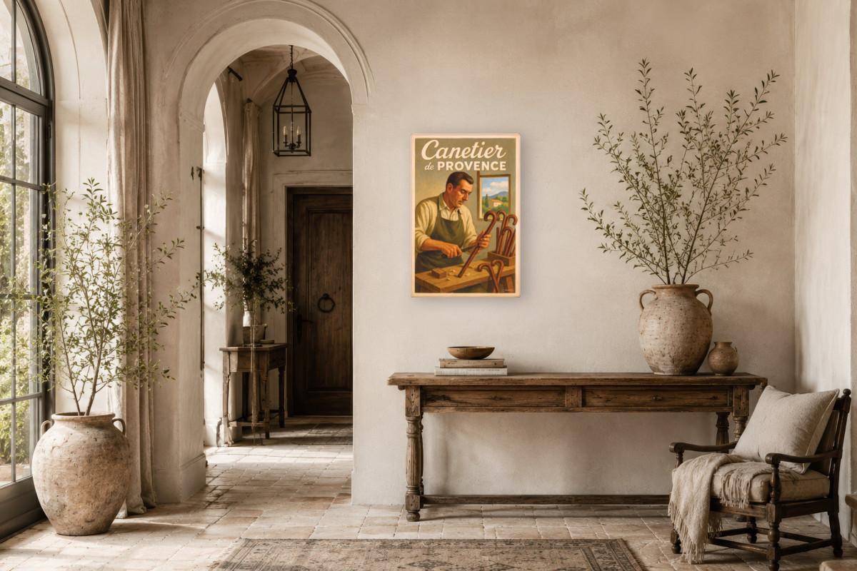 V01-15, Affiche vintage métiers anciens - Canetier de Provence
