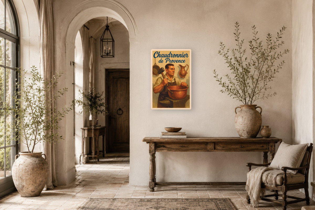 V01-15, Affiche vintage métiers anciens - Chaudronnier de Provence