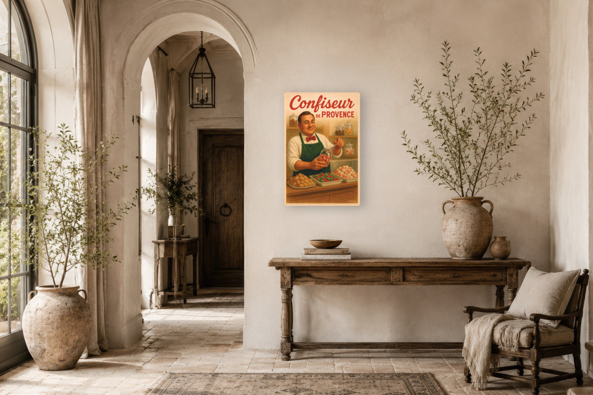 V01-15, Affiche vintage métiers anciens - Confiseur de Provence
