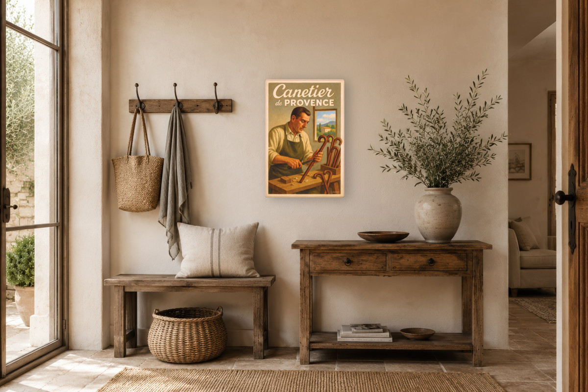 V01-21, Affiche vintage métiers anciens - Canetier de Provence