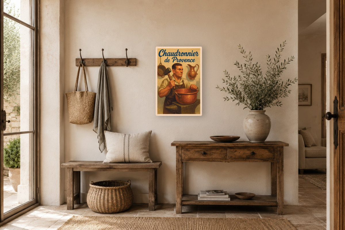 V01-21, Affiche vintage métiers anciens - Chaudronnier de Provence