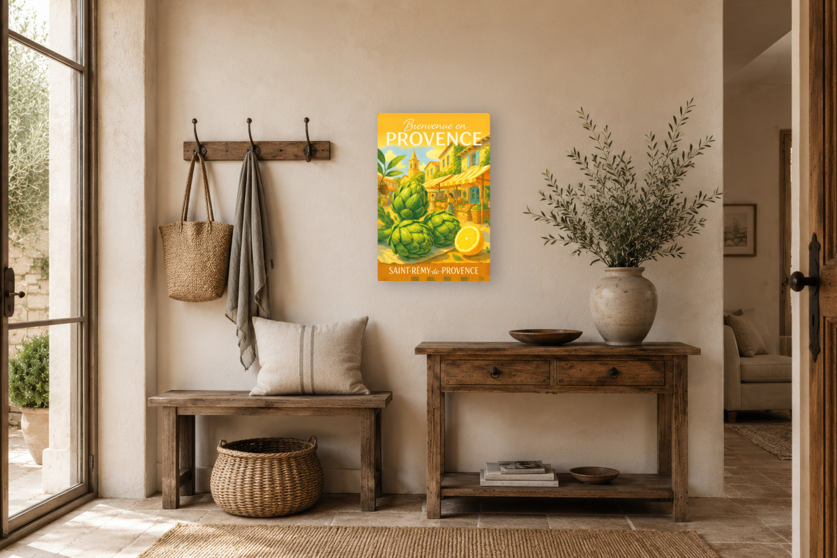 V01-21, Affiche vintage botanique - Légumes du marché - Artichaut de Saint-Rémy