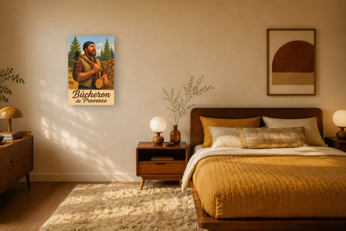 V03-15, Affiche vintage métiers anciens - Bûcheron de Provence