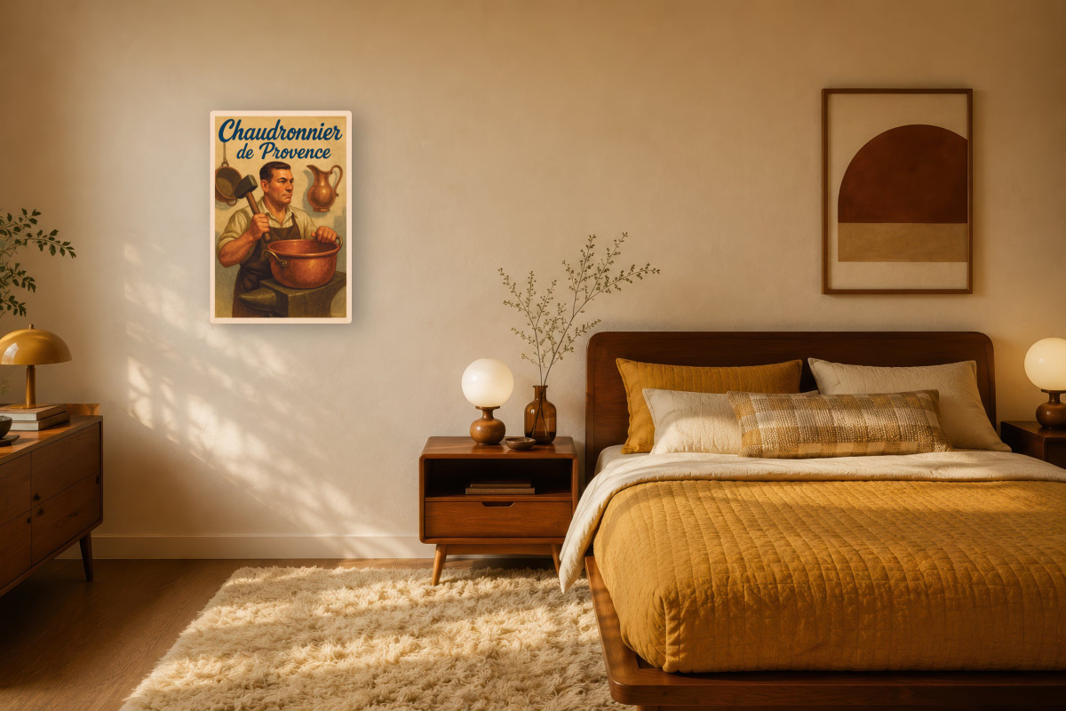 V03-15, Affiche vintage métiers anciens - Chaudronnier de Provence