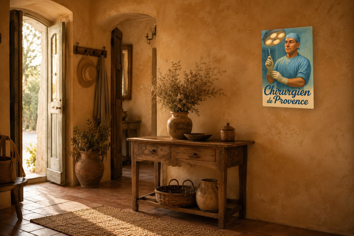 V02-10, Affiche vintage métiers anciens - Chirurgien de Provence