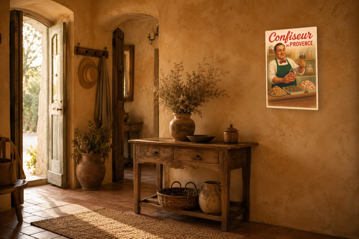 V02-10, Affiche vintage métiers anciens - Confiseur de Provence
