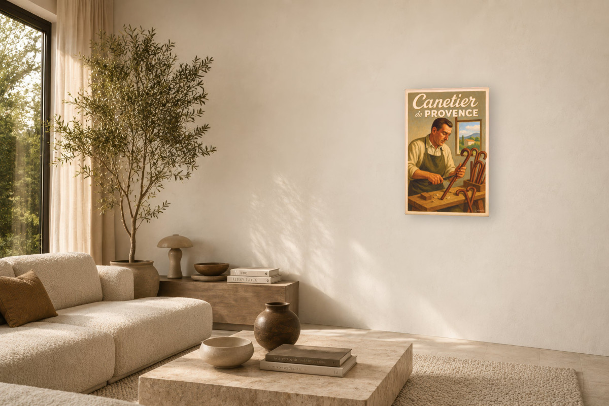 V03-02, Affiche vintage métiers anciens - Canetier de Provence