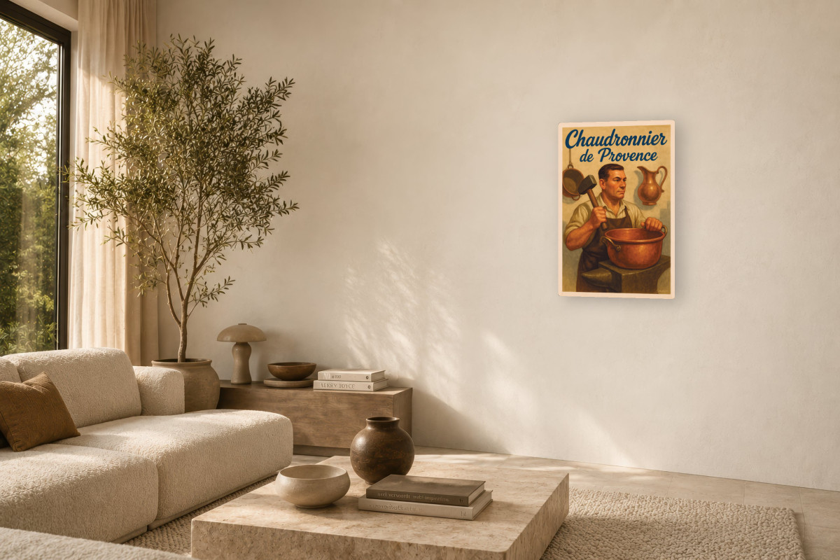V03-02, Affiche vintage métiers anciens - Chaudronnier de Provence