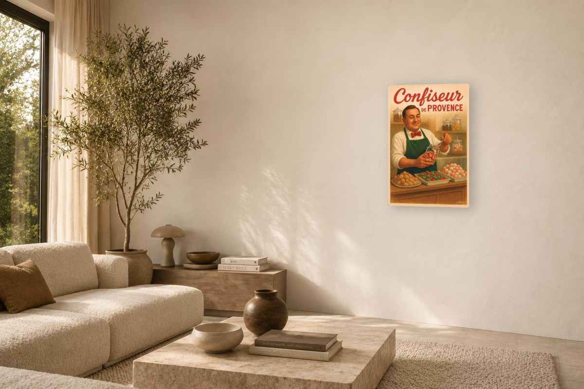 V03-02, Affiche vintage métiers anciens - Confiseur de Provence
