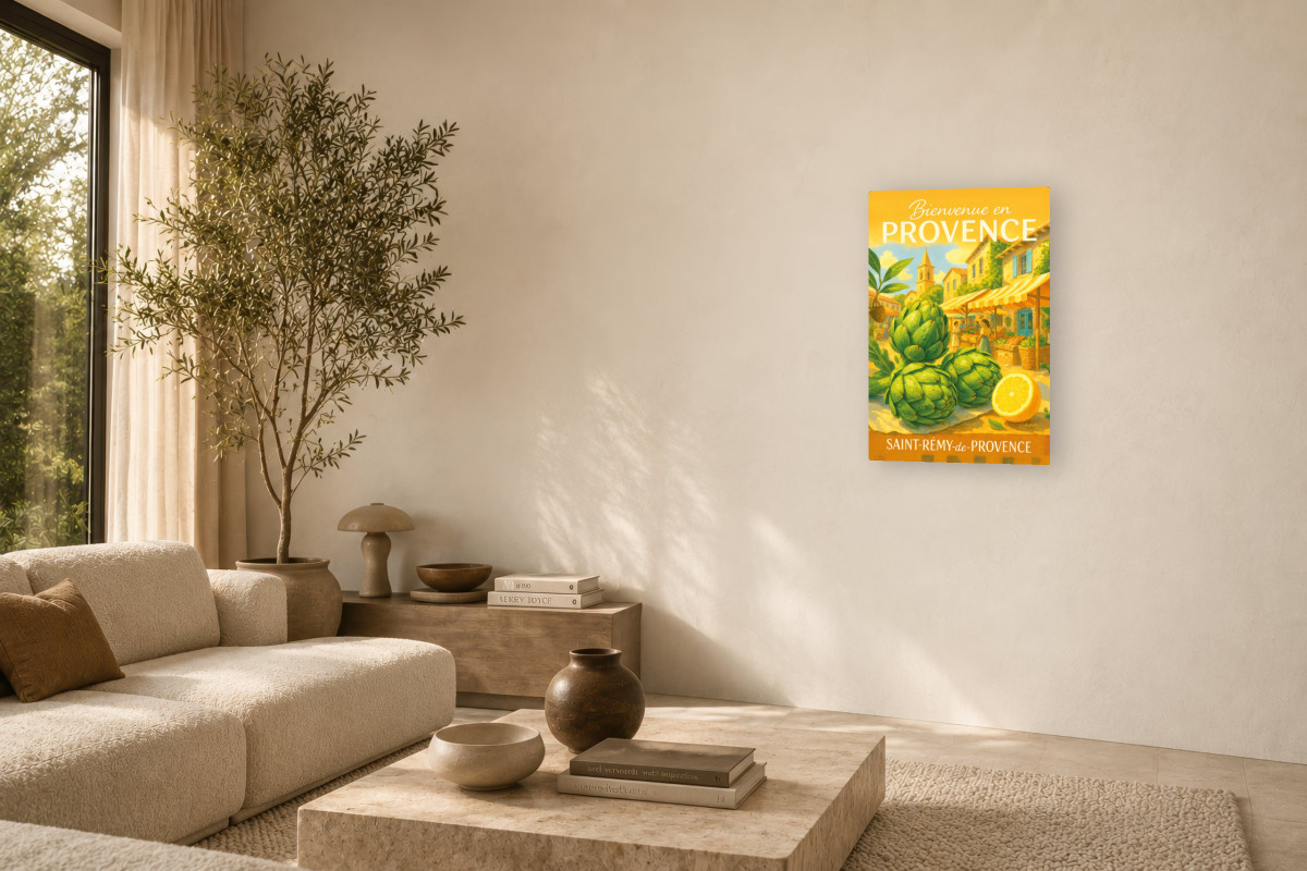V03-02, Affiche vintage botanique - Légumes du marché - Artichaut de Saint-Rémy