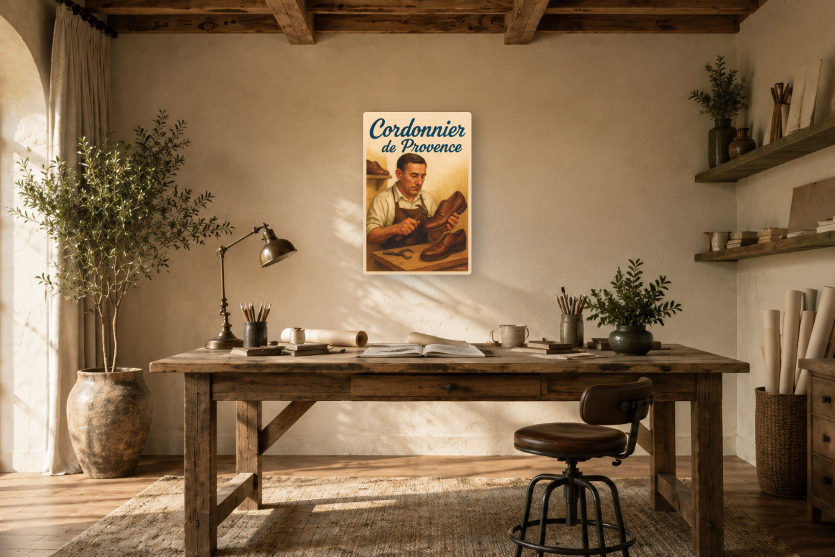 V01-10, Affiche vintage métiers anciens - Cordonnier de Provence