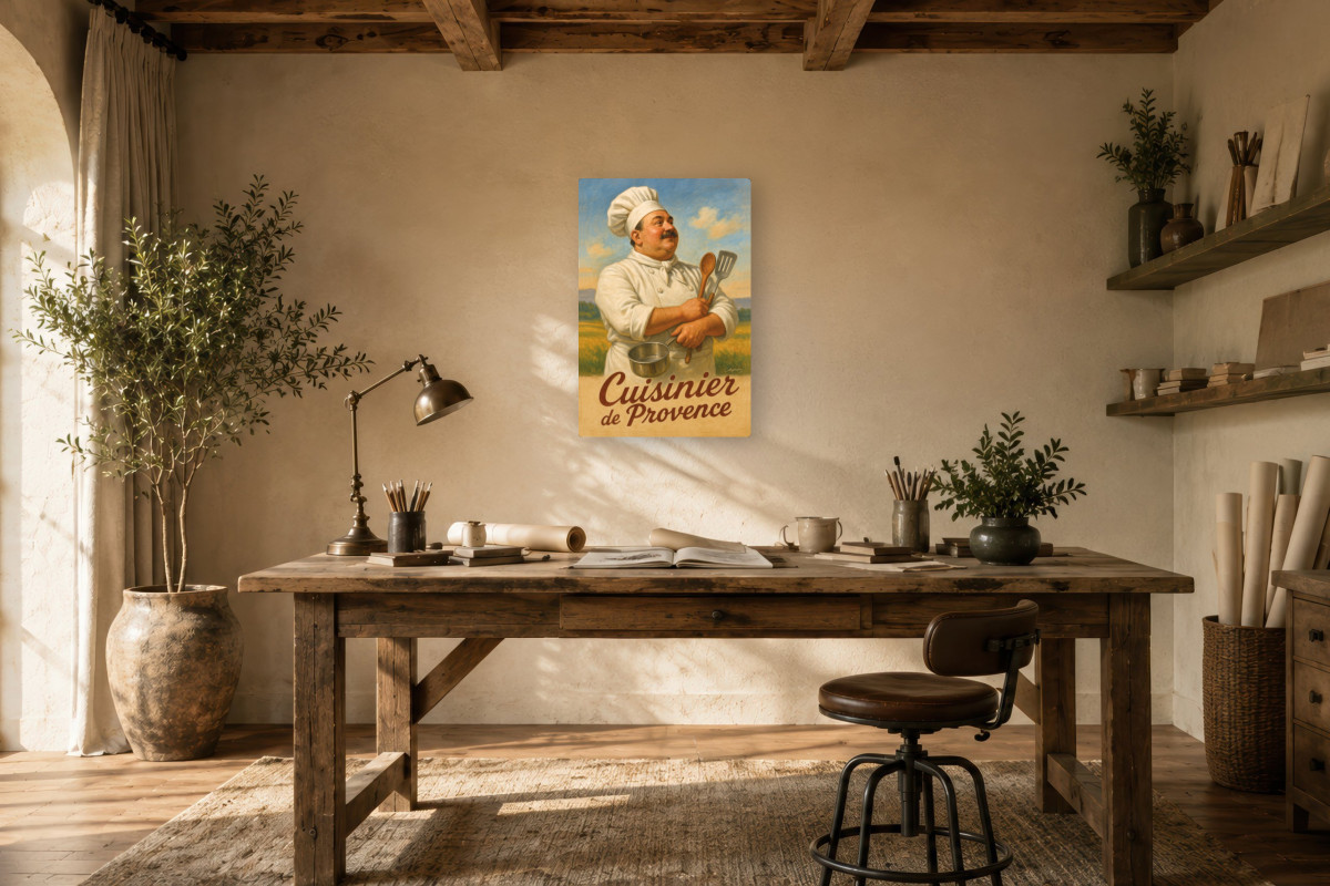 V01-10, Affiche vintage métiers anciens - Cuisinier de Provence