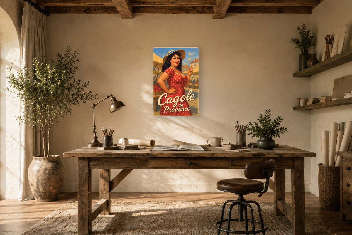 V01-10, Affiche vintage Provence - Cagole de Provence - La reine du marché