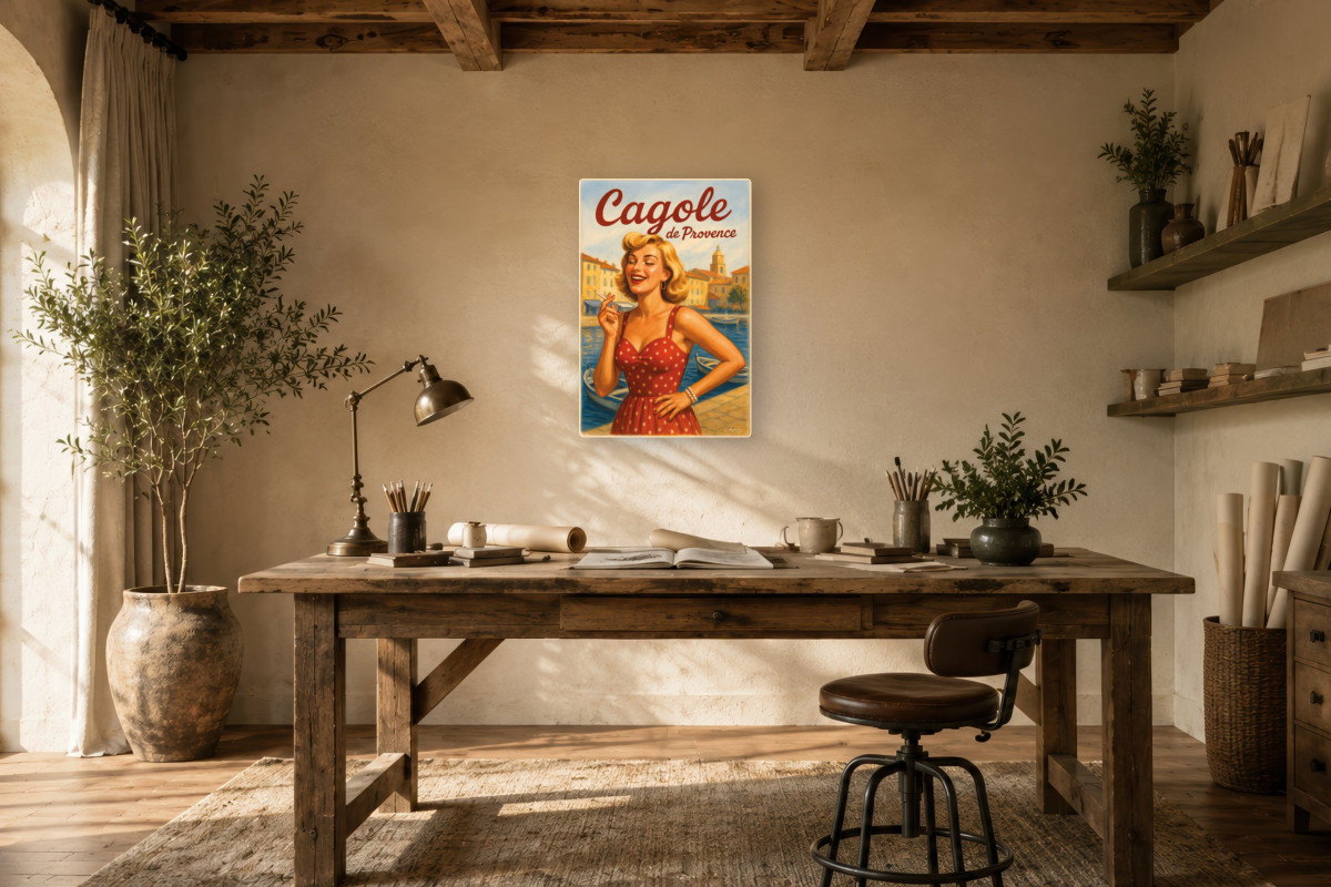 V01-10, Affiche vintage Provence - Cagole de Provence - Rieuse et radieuse