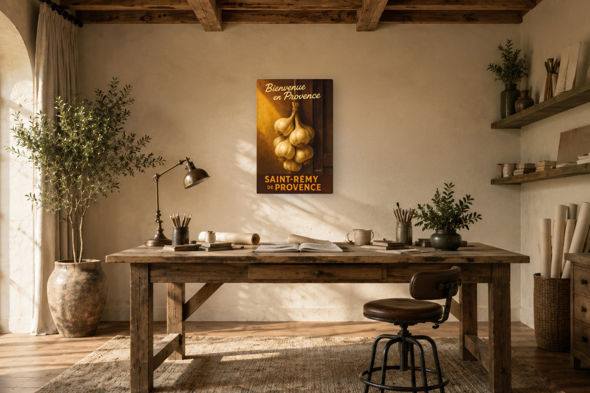 V01-10, Affiche vintage botanique - Ail de Provence - Bouquet du Terroir