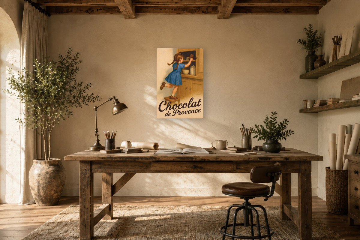 V01-10, Affiche vintage gourmandise - Chocolat de Provence - Le trésor du placard
