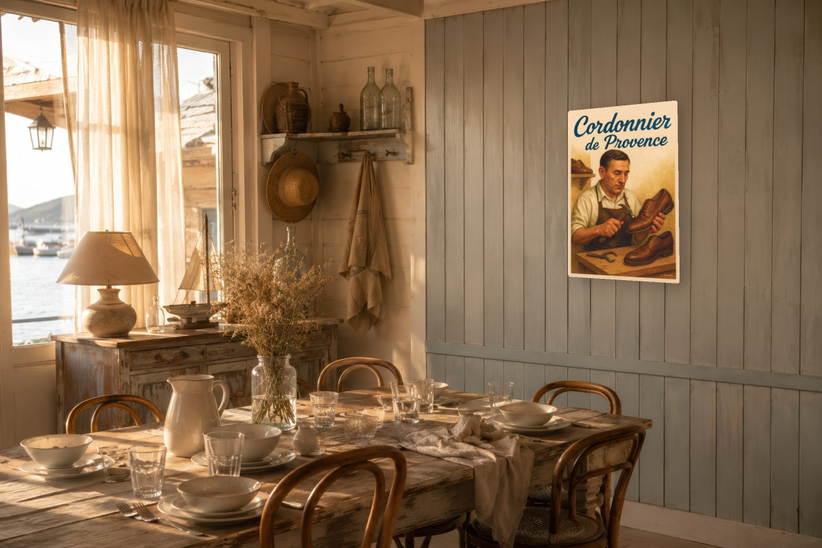 V02-06, Affiche vintage métiers anciens - Cordonnier de Provence