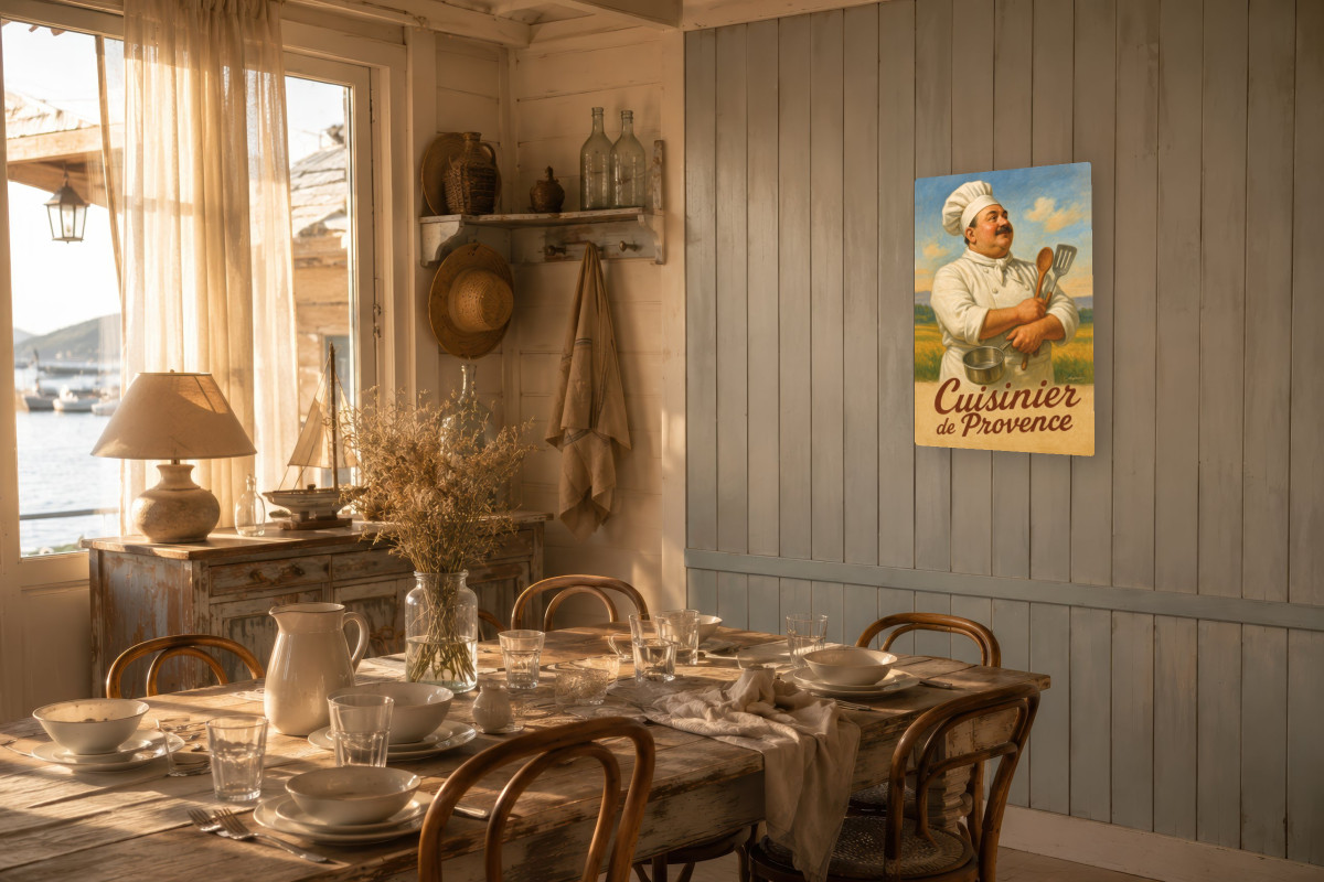 V02-06, Affiche vintage métiers anciens - Cuisinier de Provence