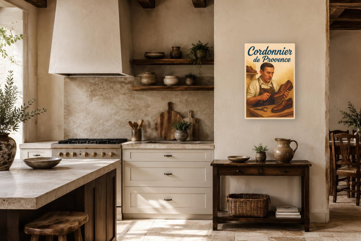 V01-02, Affiche vintage métiers anciens - Cordonnier de Provence