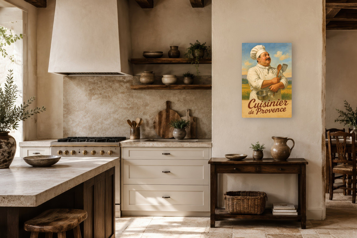 V01-02, Affiche vintage métiers anciens - Cuisinier de Provence