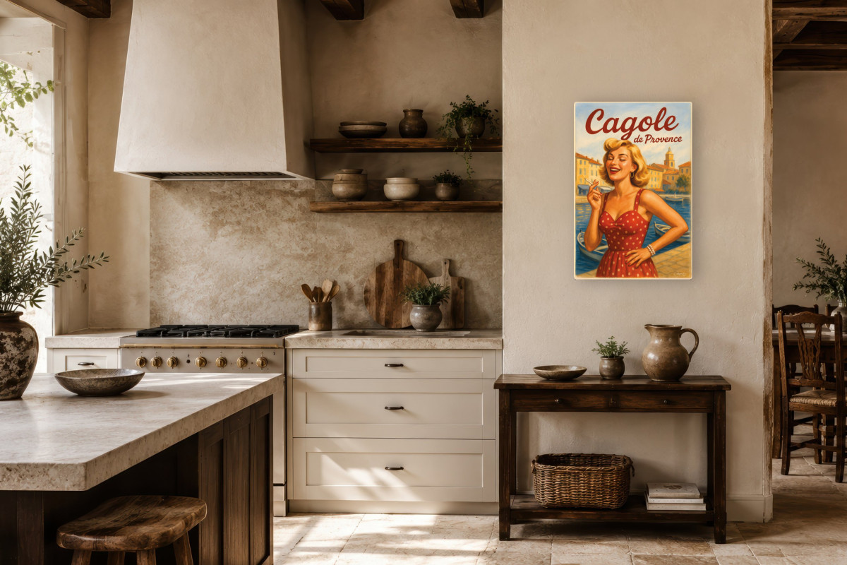 V01-02, Affiche vintage Provence - Cagole de Provence - Rieuse et radieuse