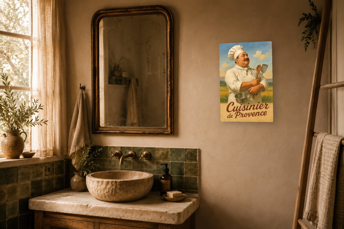 V02-18, Affiche vintage métiers anciens - Cuisinier de Provence