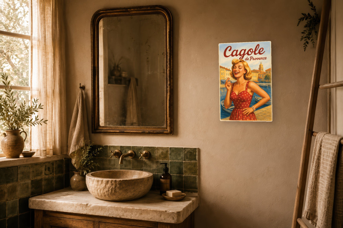 V02-18, Affiche vintage Provence - Cagole de Provence - Rieuse et radieuse