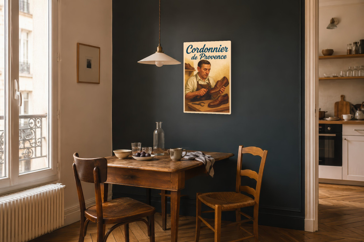 V04-05, Affiche vintage métiers anciens - Cordonnier de Provence
