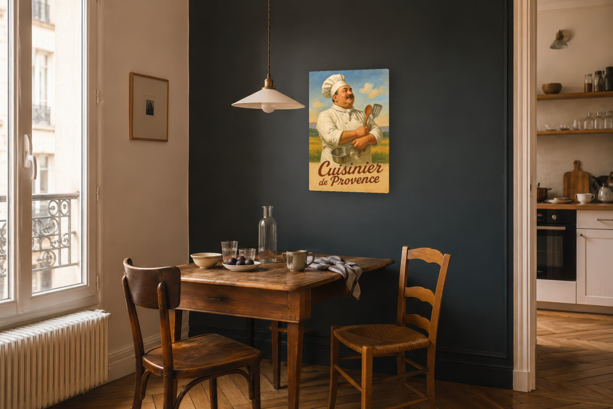 V04-05, Affiche vintage métiers anciens - Cuisinier de Provence