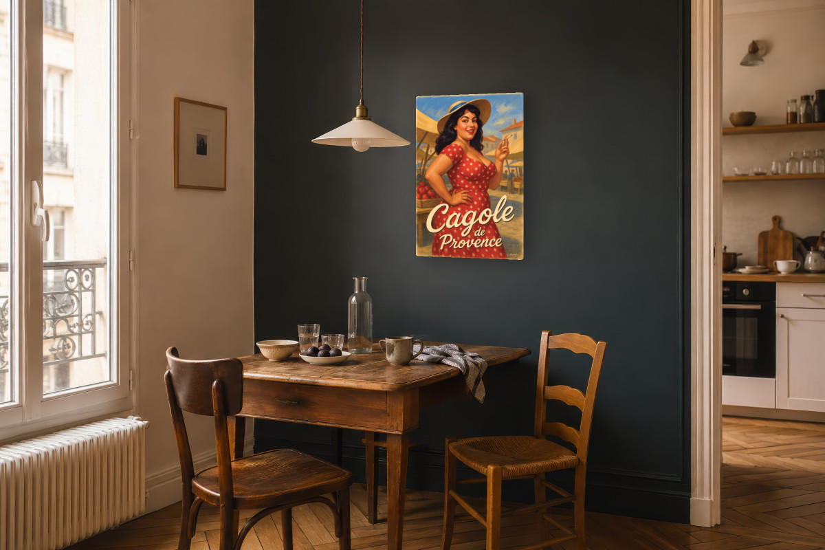 V04-05, Affiche vintage Provence - Cagole de Provence - La reine du marché