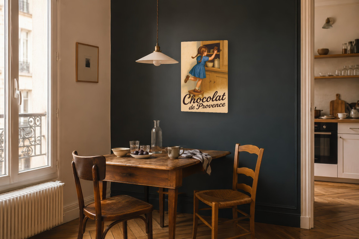 V04-05, Affiche vintage gourmandise - Chocolat de Provence - Le trésor du placard