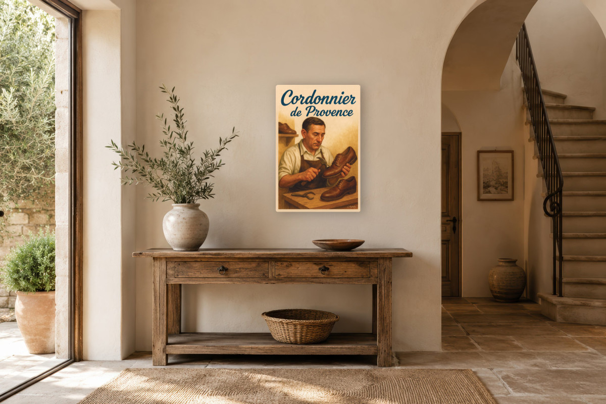 V01-20, Affiche vintage métiers anciens - Cordonnier de Provence