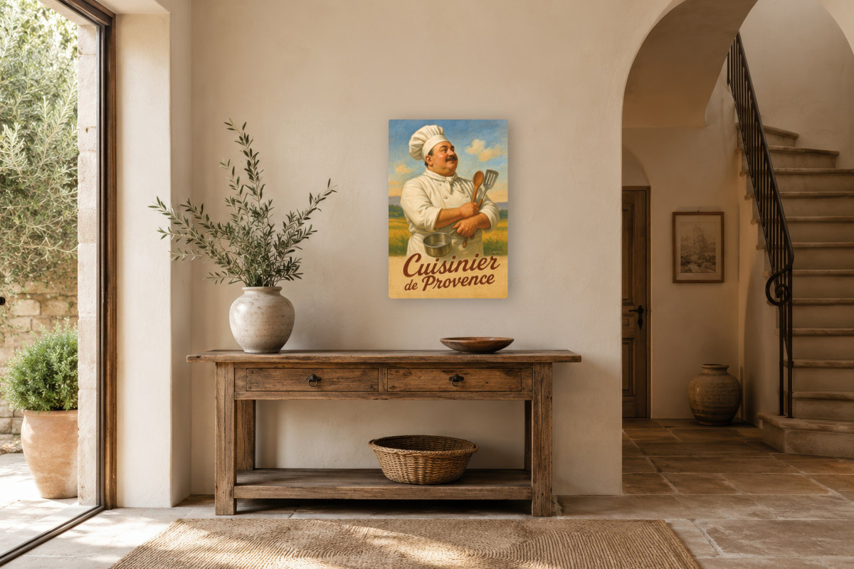 V01-20, Affiche vintage métiers anciens - Cuisinier de Provence