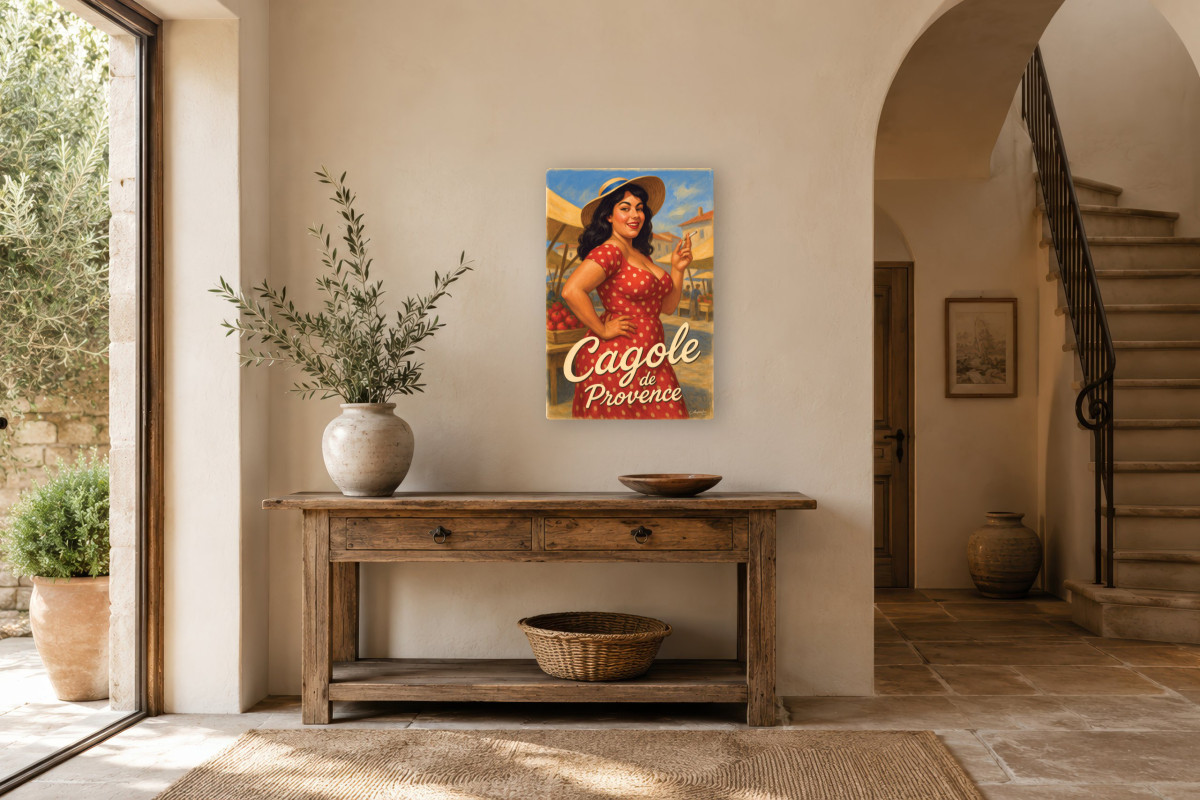 V01-20, Affiche vintage Provence - Cagole de Provence - La reine du marché