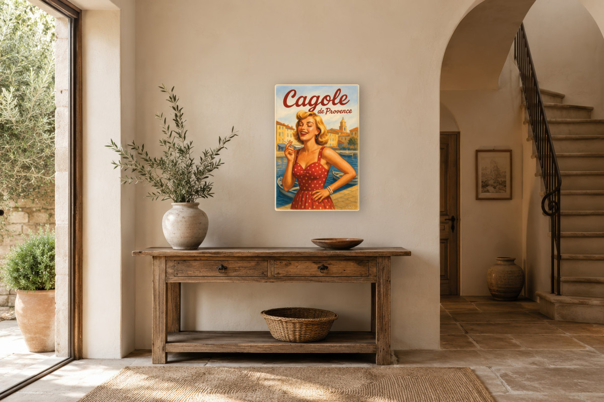 V01-20, Affiche vintage Provence - Cagole de Provence - Rieuse et radieuse