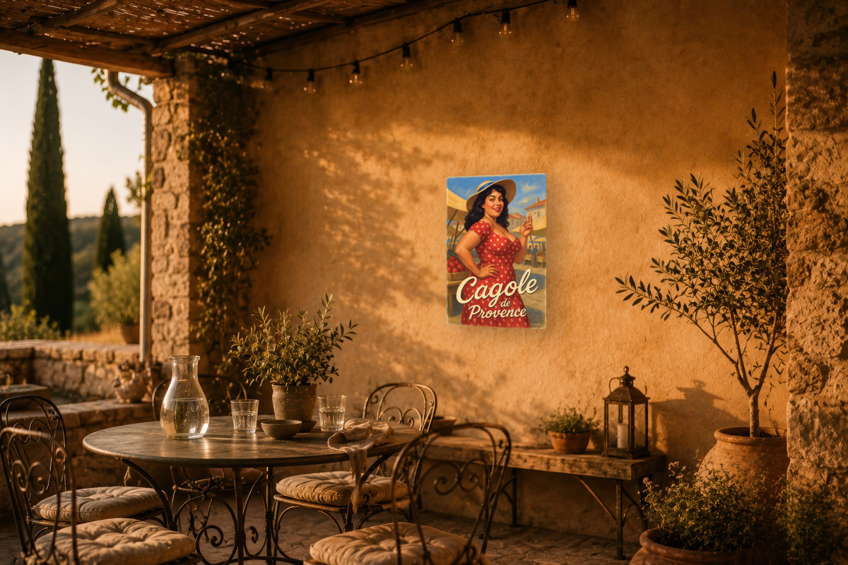 V02-24, Affiche vintage Provence - Cagole de Provence - La reine du marché