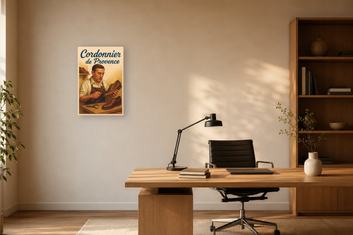 V03-13, Affiche vintage métiers anciens - Cordonnier de Provence