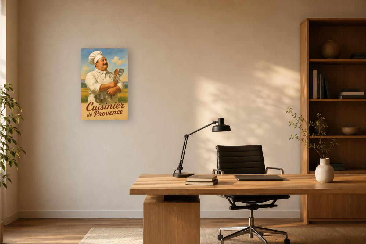 V03-13, Affiche vintage métiers anciens - Cuisinier de Provence